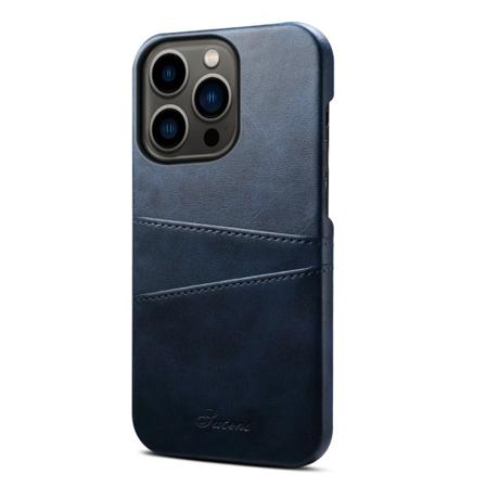Läderskal Med 2 Kortplatser Till Iphone 14 Pro Max, Blå Blå