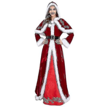 4 stk-sett Steamcoat Hette Cape Julekostymer For Kvinner, Dame Nissekostyme Fru Claus Julekostyme Nissekjole Med Hood_o L
