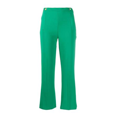 Elisabetta Franchi, Studded Flared Crop Trouser Groen, Dames, Maat:S