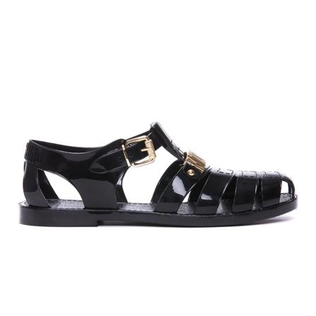 Moschino Flat Sandaler svart, Herr, Herr, Storlek: 44 EU