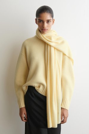 COS Femme Pull Col Rond En Cachemire Épais Jumper in Jaune