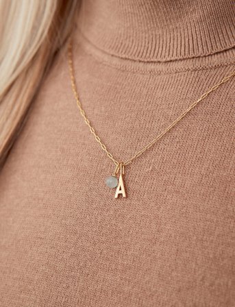 Design Letters Letter For Initial Necklace A-Z (18K Gold-Plated) - Gold - 10 MM