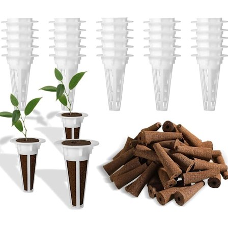 50 Hydroponics Dyrkningskit med 25 Plastik Dyrkningskurv 25 Dyrk