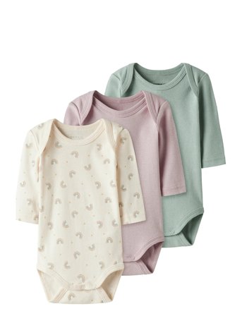 name it Nbfbody 3P Ls Jet Rainbow Noos - Pink - 74