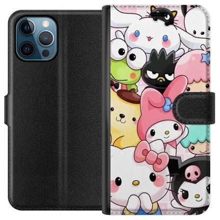 Kompatibelt Lommeboketui til Apple iPhone 12 Pro Max Tett mønster av søte figurer med store øyne i ulike farger og uttrykk med LABUBU-tekst