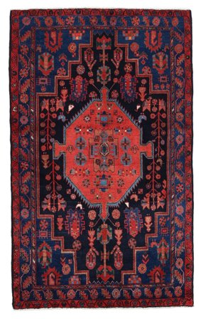 Hand Knotted Persian Hamadan Rug 133X220 Black/Dark Red