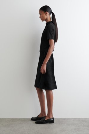 COS Women's Gonna Midi In Pelle Effetto Cavallino in Nero