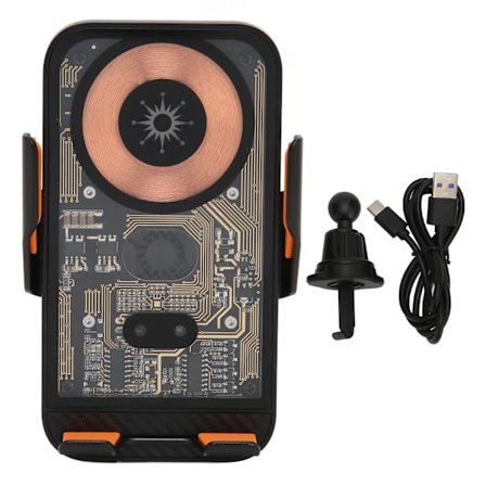 Trådløs Biloplader 360 Graders Drejeligt Beslag Touch-knap Smart Sensor Telefonholder Transparent Skal C10