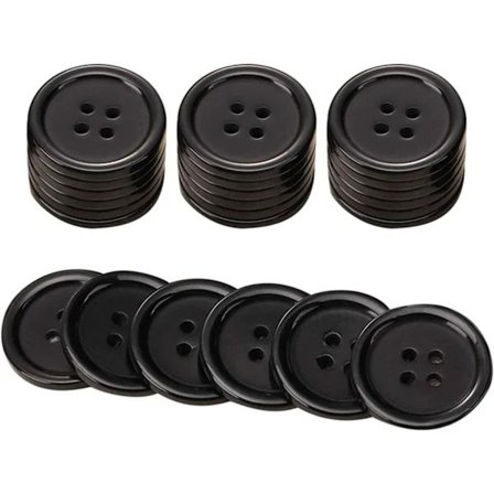 20-pack Svarta Resin 20mm Runda Knappar med 4 Hål