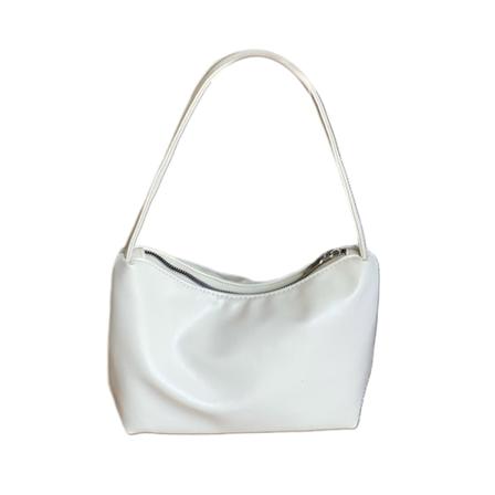 Enkla axelväskor för kvinnor Pu-läder Laides underarmsväska Mode kvinnlig liten väska Telefonväska Clutch Handväska White
