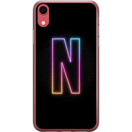 Kompatibelt Mobildeksel til Apple Apple iPhone XR Minimalistisk neonbokstav N i fargeskiftende lys mot svart bakgrunn