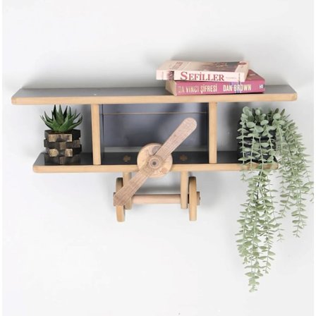 Bokhylla i form av ett flygplan för barnrum