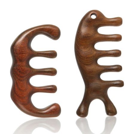 2 st Hårbottenmassagekammar, Antistatisk Naturlig Träbredtandad Kam Sandelträ