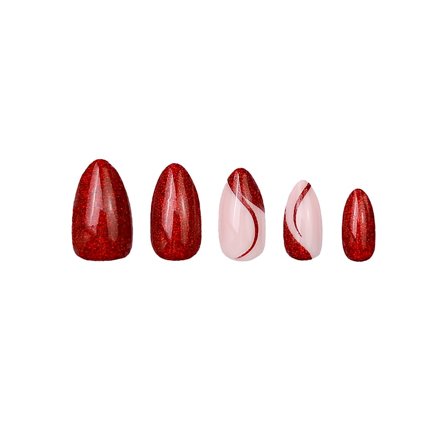 DUFFBEAUTY Instant Pro Press-on Manicure Space Cherry, Medium Almond, Makeup, Kunstige Negle Og Tilbehør, Kunstige Negle