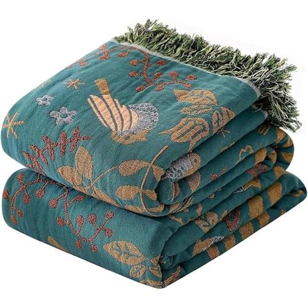 100 % puuvillaa Boho-tyylinen päiväpeitto kattoon, kaksipuolinen sängynpeitto - vihreä 150x200cm