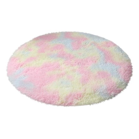 Rosa rundt teppe for jenterom, mykt sirkelteppe