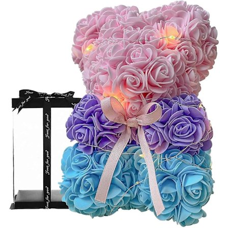 25cm Skumrosabjørn Flerfarget Rose Kjæreste Valentinsdag Teddybjørn Gave Bursdagsfest Dekorasjon Kunstige Blomster