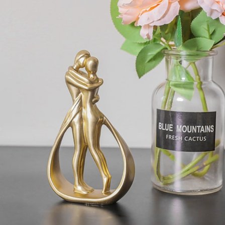 Hartsi Pariskunta Patsas Rakastavaiset Veistos Työpöydän Koriste KULTAINEN