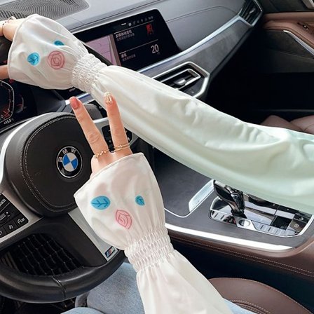 Solskyddsärmar av issilke, sommar, gradient, cykling, anti-UV, lösa, elastiska solskyddsärmar, tunna, dam