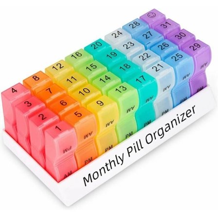 30-dages pilleæske med 2 daglige rum til opbevaring af medicin