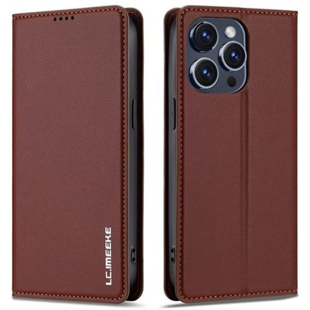 LC.IMEEKE iPhone 14 Pro Max Wallet Cover Stand - Brown