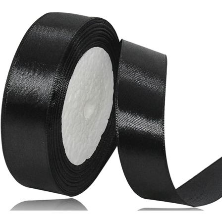 25mm x 22m Svart Satengbånd - Til Bryllup, Dåp og Bursdagsgavedekorasjon Barnets Dag-gaver