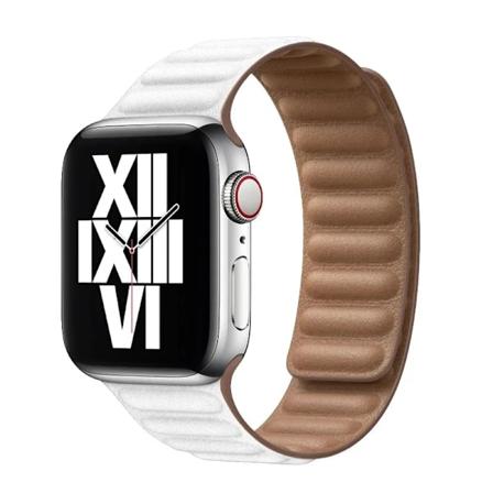 Læderrem til Apple Watch Band 44mm 40mm 45mm 41mm Magnetlänkarmband iWatch Ultra 49mm Seires 8 7 6 SE 5 4 3 42mm Hvid