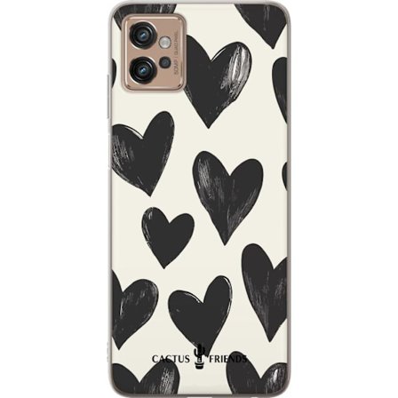 Kompatibelt Mobildeksel til Motorola Motorola Moto G32 Cactus and Friends - Bold Black Love Pattern