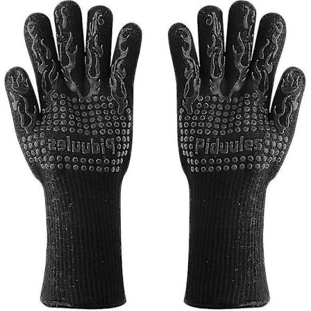 35 cm grillhansker for grill, 1472F varmebestandige, sklisikre grillvotter med elastisk mansjett for steking, grill