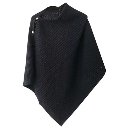 Damponcho-tørklæde med knapper, frynset cape-tæppe, kashmirblanding, blød, varm, multifunktionel til forår, efterår, vinter