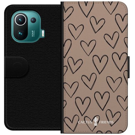 Kompatibelt Lommeboketui til Xiaomi Xiaomi Mi 11 Pro Cactus and Friends - Earthy Sketch Hearts