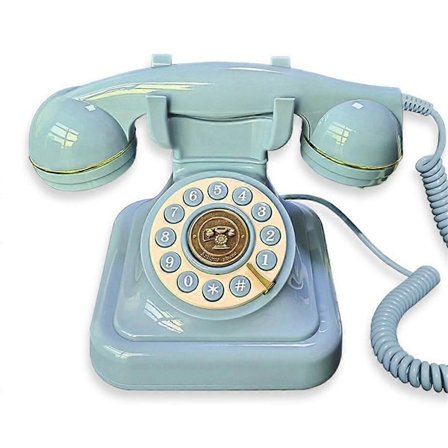 Retro Telefon med Sladd och Vred, Plug-in Fast Telefon för Hemmet, Blå
