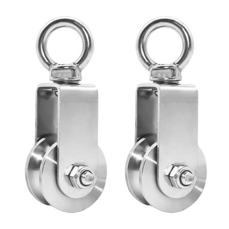 2 stykker 34mm remskive med kugleleje, løfteremskive belastning 250 kg, rustfrit stål kabelremskive til fitnessreb (2 stk., 34 mm)