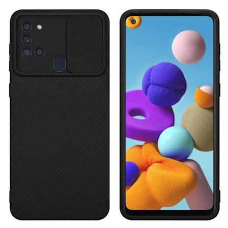 Skal till Samsung Galaxy A21s Fodral i Candy Black Fodral Silikon TPU och kameraskydd
