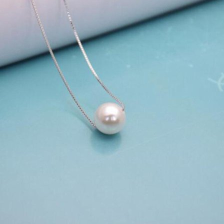Halsband med vita sötvattenspärlor för kvinnor 925 Sterling Silver Chain