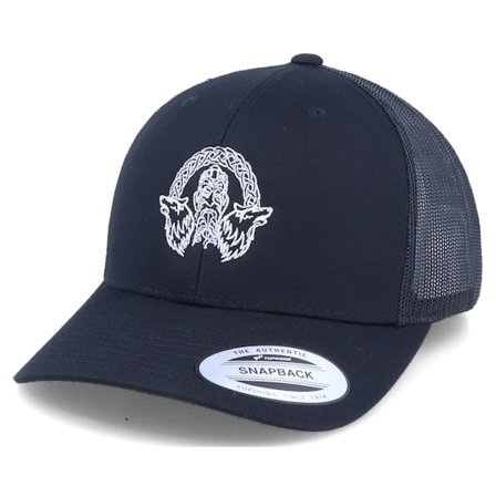 Vikings - Black trucker Czapka Z Daszkiem - Odin Wolves Logo Black Trucker @ Hatstore