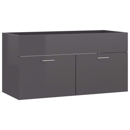 Vidaxl Tvättställsskåp Grå Högglans 90x38,5x46 Cm Konstruerat Tr Grå