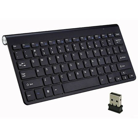 Trådløst tastatur, Mini Usb, Ergonomisk, Lydløst, Gummi for PC, Bærbar PC, TV, Datamaskin