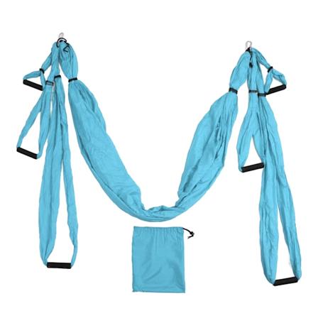Aerial Yoga Gung Set Polyester Bomull Justerbar Förbättra flexibiliteten Yoga Hängmatta för fysisk träning Lake Blue