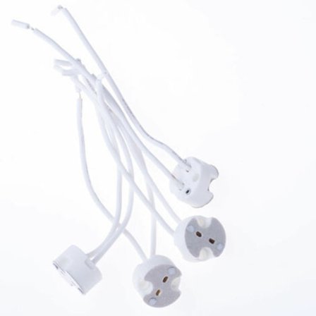 20 stk G5.3 Keramisk Kvartslampeholder Sokkel Lyskopp Silikonkabel for Halogenlamper, LED-lamper, Hvit, 15cm