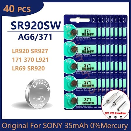 Alkuperäinen SONY AG6 371 SR920SW LR920 SR927 171 370 L921 LR69 SR920 näppäinparistot kelloleluihin kaukosäätimen kolikkoparisto