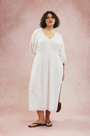 Kappahl | Kjole med broderidetaljer Hvit 2XL | Hvit