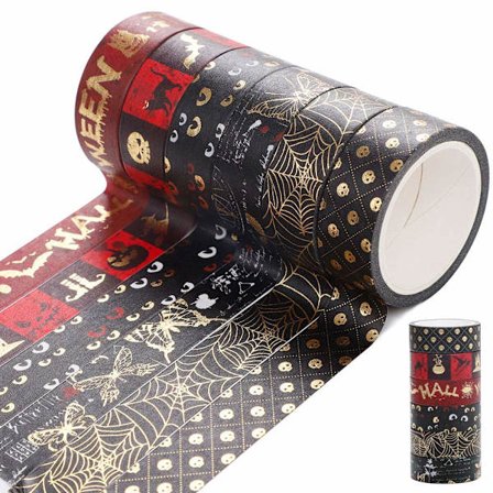 Washi-teippi, 6 rullaa glitter-washi-teippiä, koristeellinen teippisetti Halloween-washi-teippiä, maalarinteippiä DIY-lahjakoristeisiin