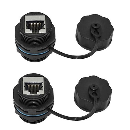 2 stk. RJ45 Panelmonteringskobling, IP68 Skjermet Industriell Panelmontert Ethernet LAN Gjennomkobling f