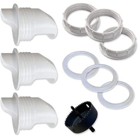 3-ports PVC kyllingmater og hullsag | Brukes til bøtter, tønner,