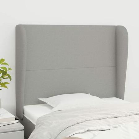 Vidaxl Huvudgavel Med Kanter Ljusgrå 83x23x118/128 Cm Tyg Grå