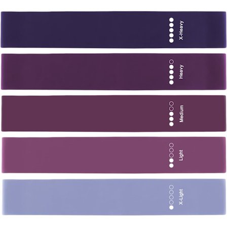 5 stk. motstandsbånd - 5 forskjellige motstandsnivåer for trening, tøying, fysioterapi, hjemmegym - Inkluderer bruksanvisning