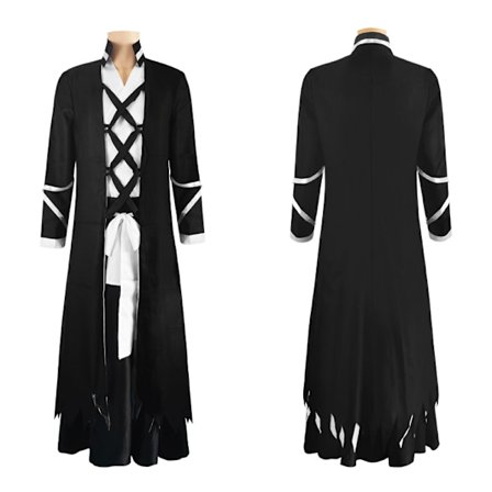 Kurosaki Cosplay Kostym Kurosaki Cosplay Outfit Uniform Svart Kappa Kimono Komplett Set
