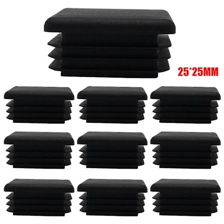 Kvadratiske Plastpropper Rørstol Endekappe Stolplugg 10 stk Svarte Plastkvadratpropper