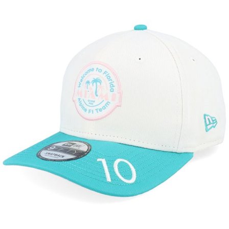 New Era - Motor Beige adjustable Keps - Alpine F1 24 Gasly Miami 9FIFTY Micro Cord Off-white/Teal Adjustable @ Hatstore